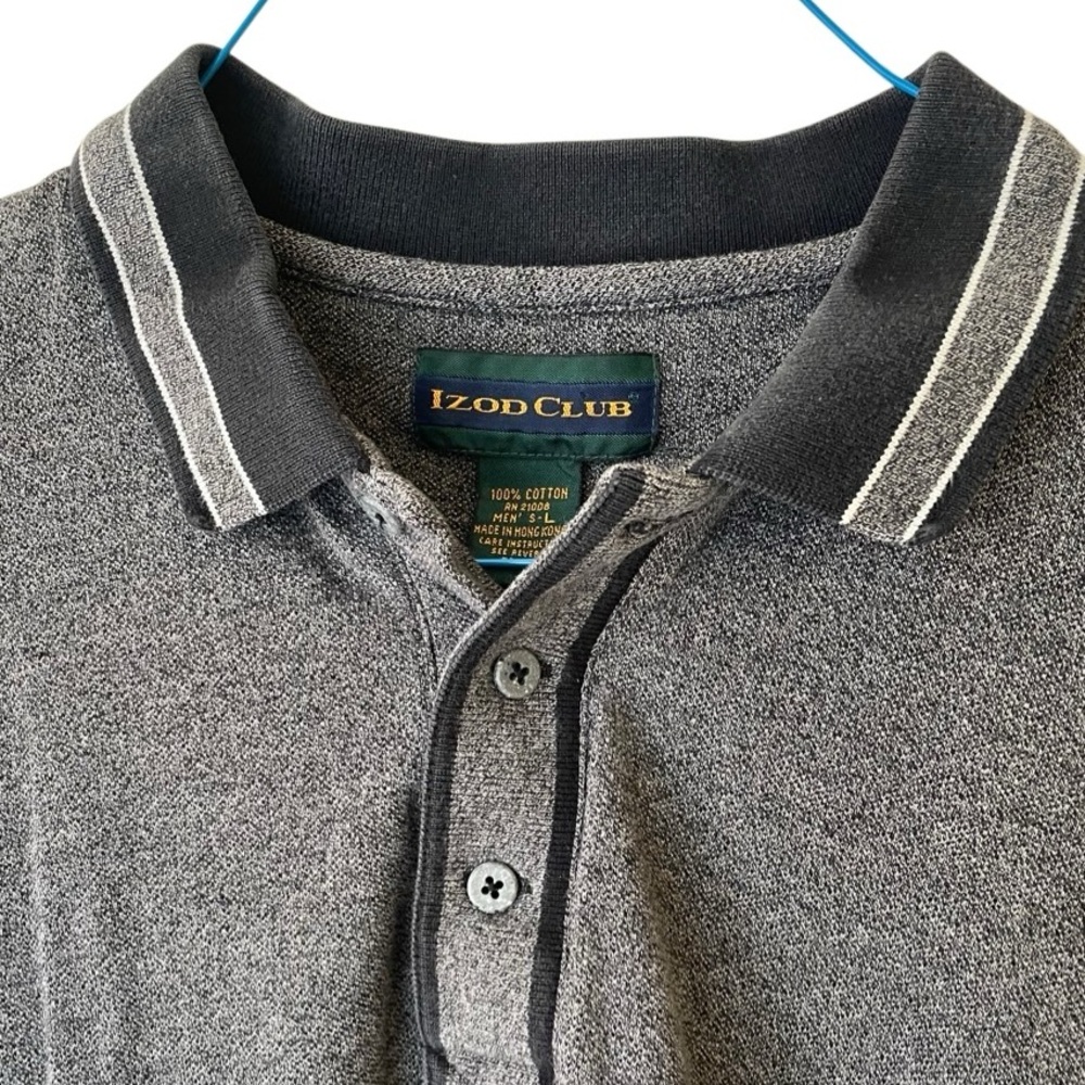 Vintage Izod Club Grey Knit Button Down Polo Men's Gray Polo Shirt